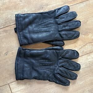 Eddie Bauer Men’s XL Deerskin Leather Gloves Thinsulate Lined Black Winter Warm
